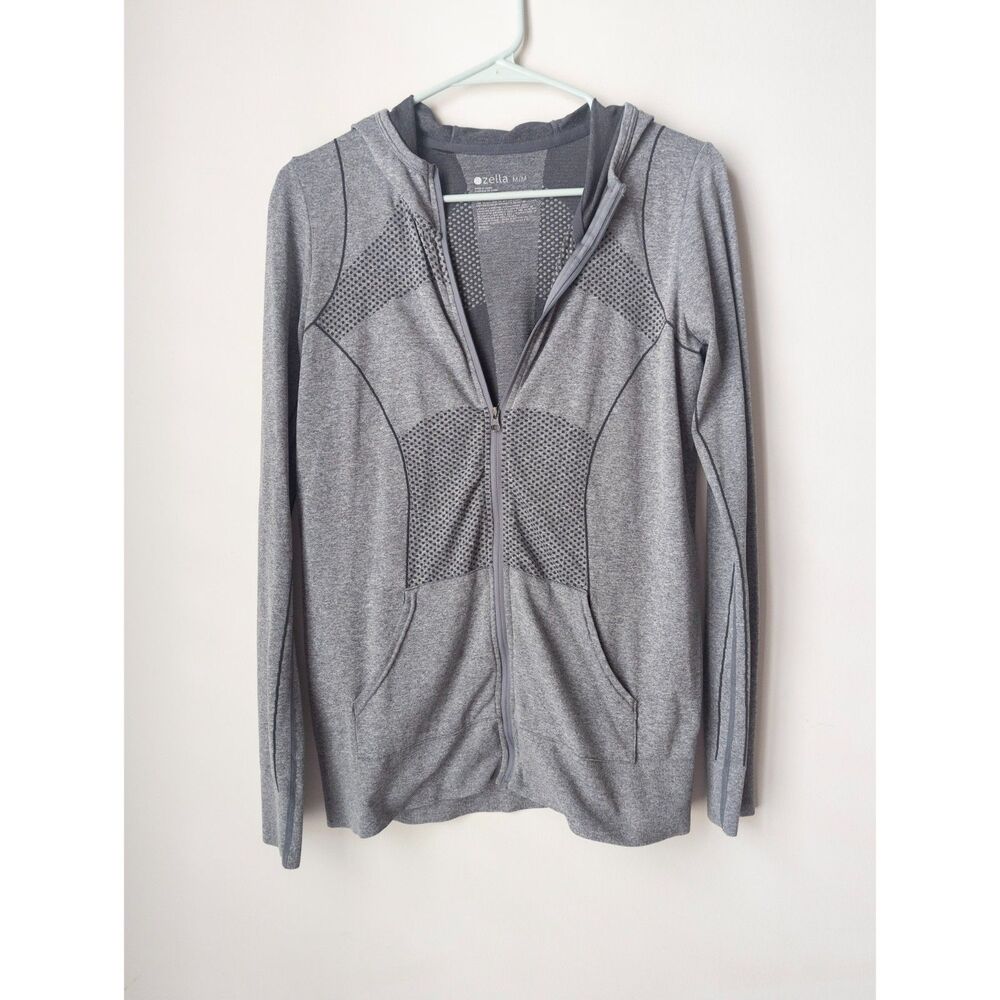 Gray Zella Lightweight Zip Up‎ Jacket With Hood Size medium